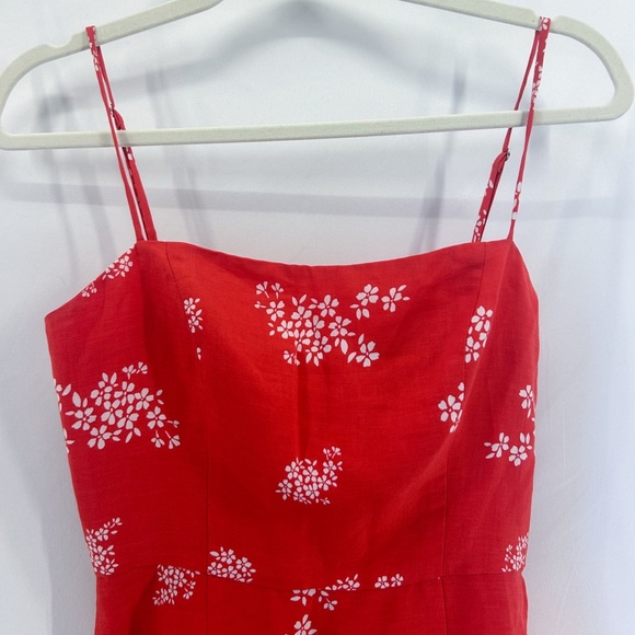 Reformation Red Floral Mini Dress Tencel Linen Blend X-Small - Picture 3 of 7